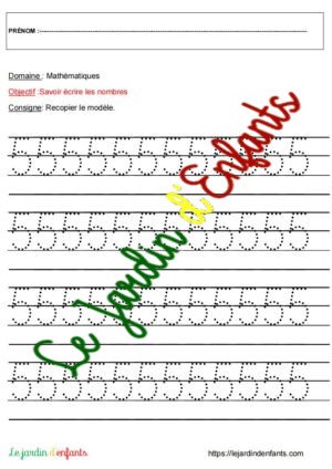 Ecriture "Les Chiffres (de 5 à 9) Pointillés" GS