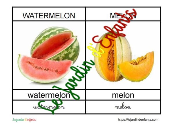 L'imagier des "Fruits et Légumes" Anglais