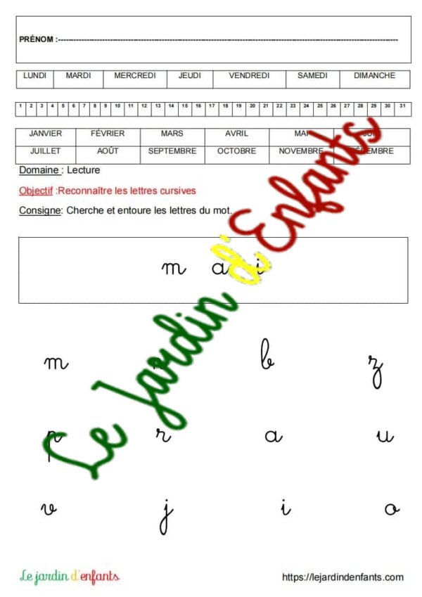 "Les mois" cursives – Image 2