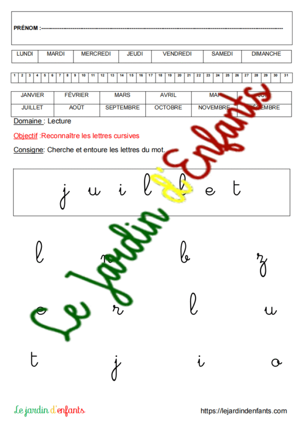 "Les mois" cursives – Image 4