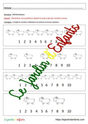 Dénombrer jusqu'à  10 "Les moutons" MS-GS