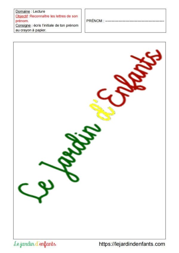 Ecriture "L'initiale du prénom" MS – Image 2