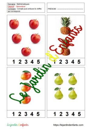 Dénombrer jusqu'à 5 "Les Fruits" MS