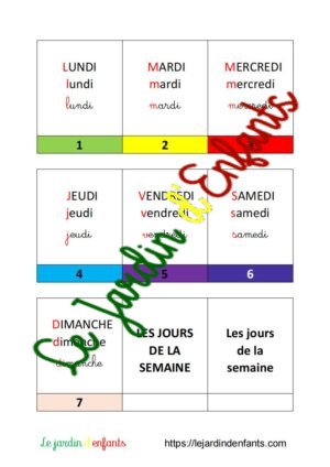 Les jours de la semaine "numérotées"