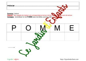Lecture "Le mot Pomme" PS