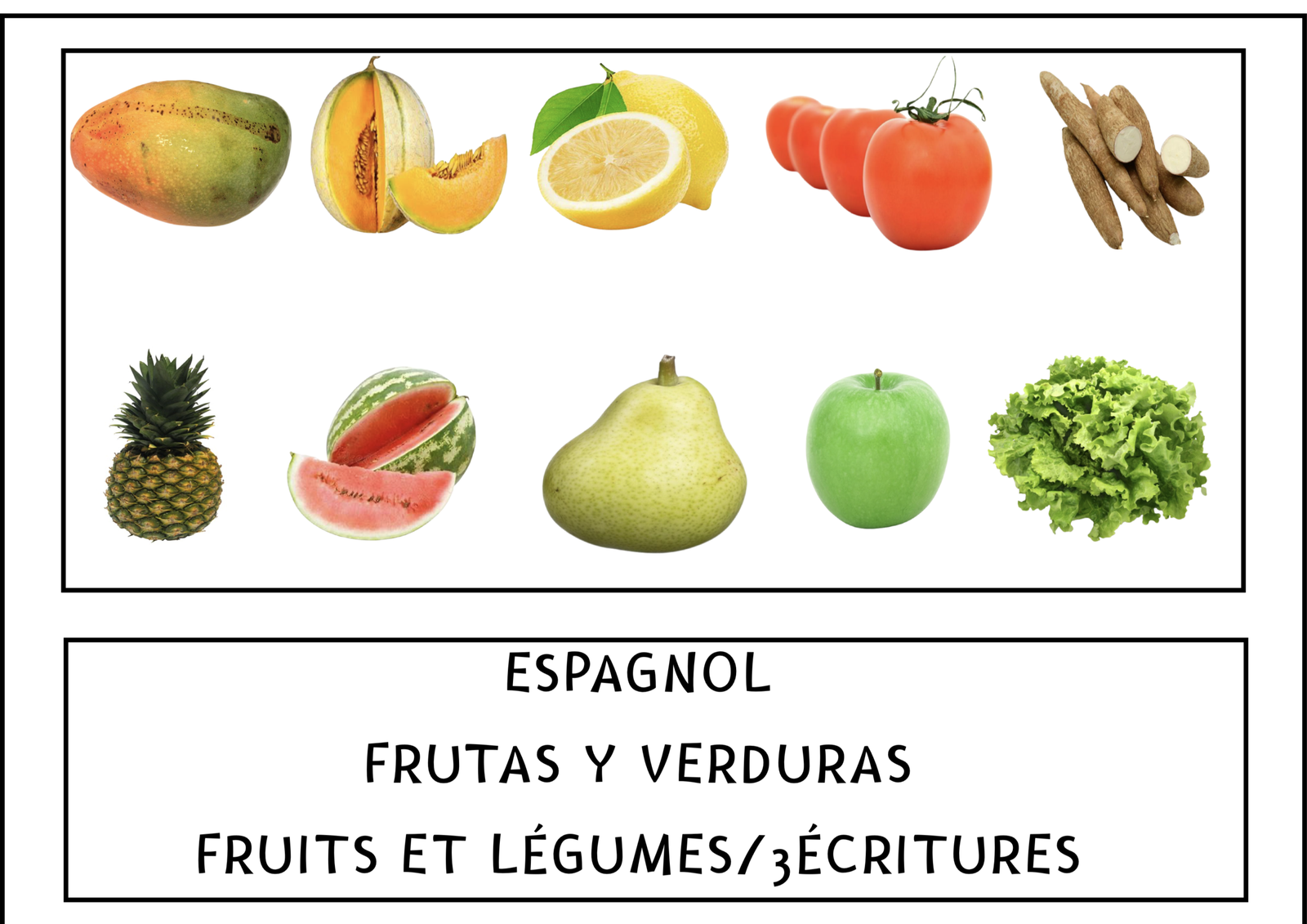 L'imagier des "Fruits et légumes" Espagnol