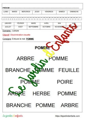 Lecture "Le mot Pomme" MS