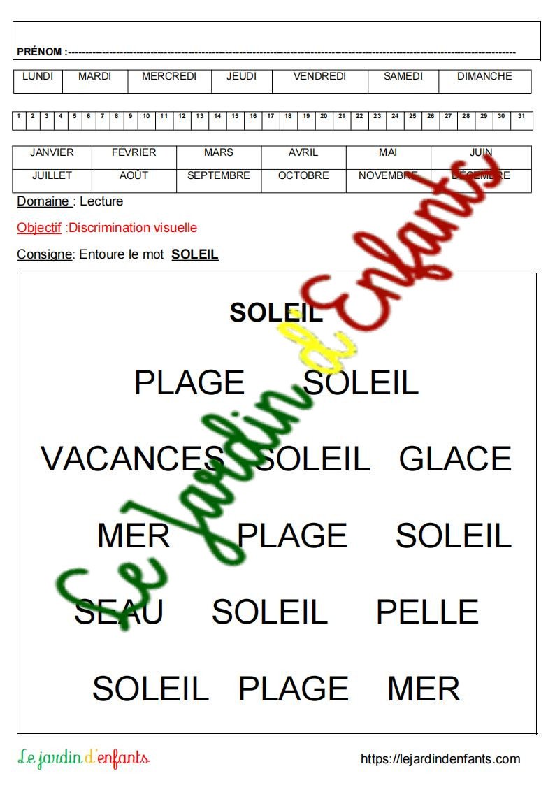 Lecture "Le mot Soleil" MS