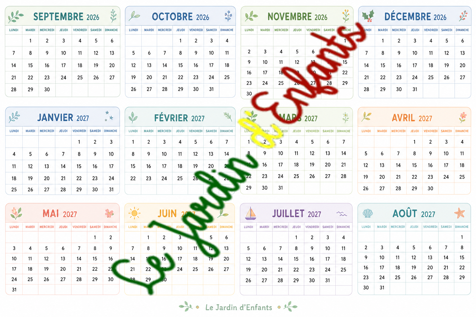 Calendrier mensuel