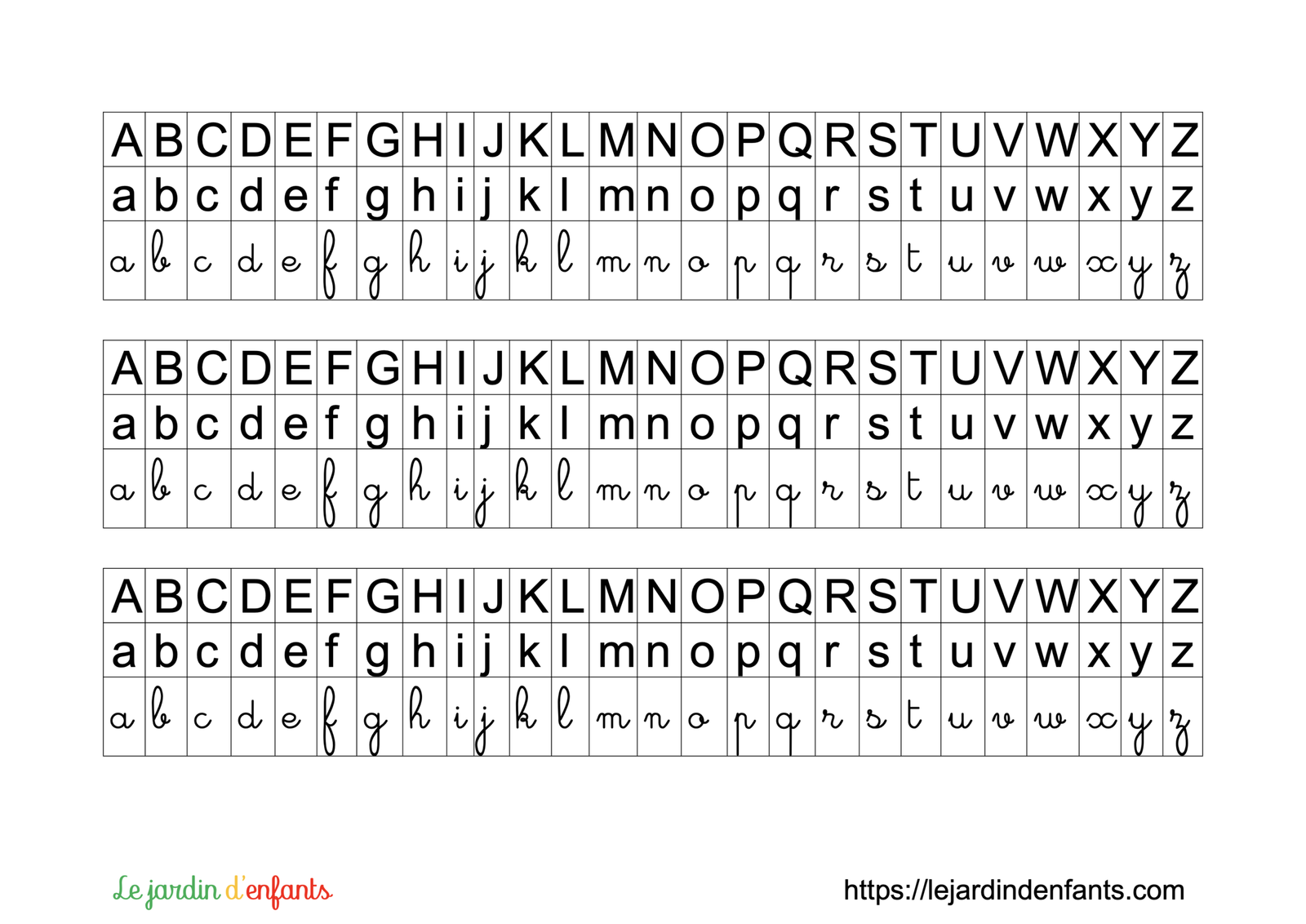 Bande alphabétique 3 écritures X3