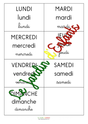 Étiquettes Jours de la semaine/ 3 écritures