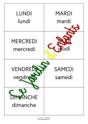 Étiquettes Jours de la semaine/ 2 écritures