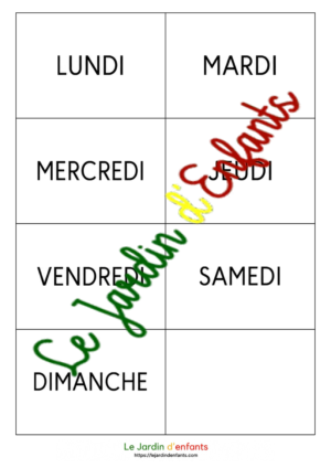 Étiquettes Jours de la semaine/ 1 écriture