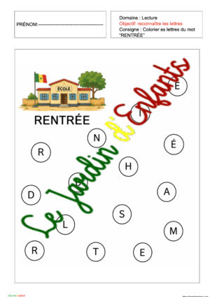 Lecture "Le mot RENTRÉE" PS