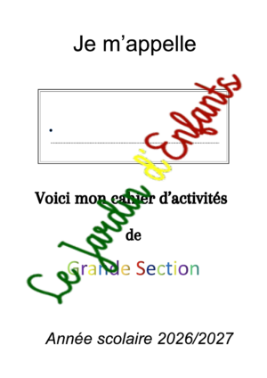 Page de garde cahier "Grande Section"