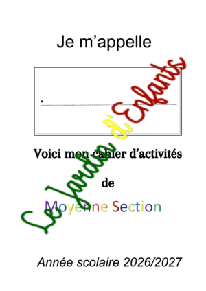 Page de garde cahier "Moyenne Section"