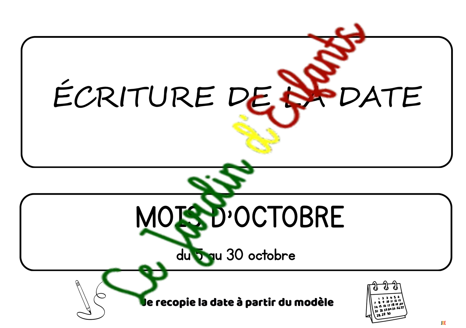Écriture de la date "Le mois d'Octobre"